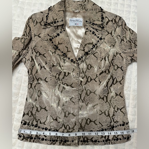 Pamala McCoy Leather Jeweled Snakeskin Jacket Size Extra Small. - Picture 2 of 9